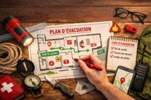 itinéraire d'urgence plan d'évacuation
